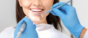 closeup of patient's mouth during dental checkup